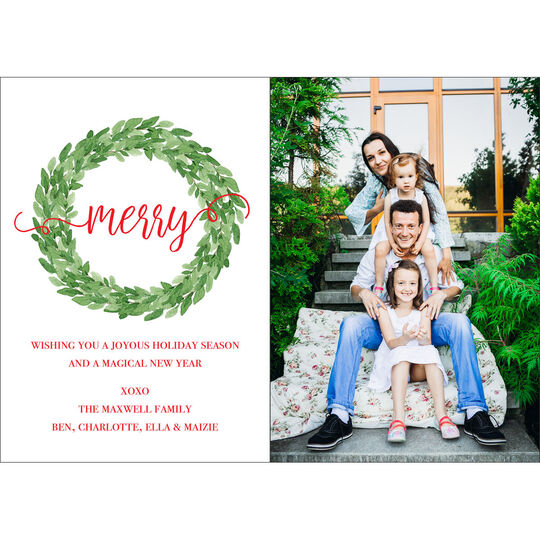 Merry Wreath Holiday Photo Cards